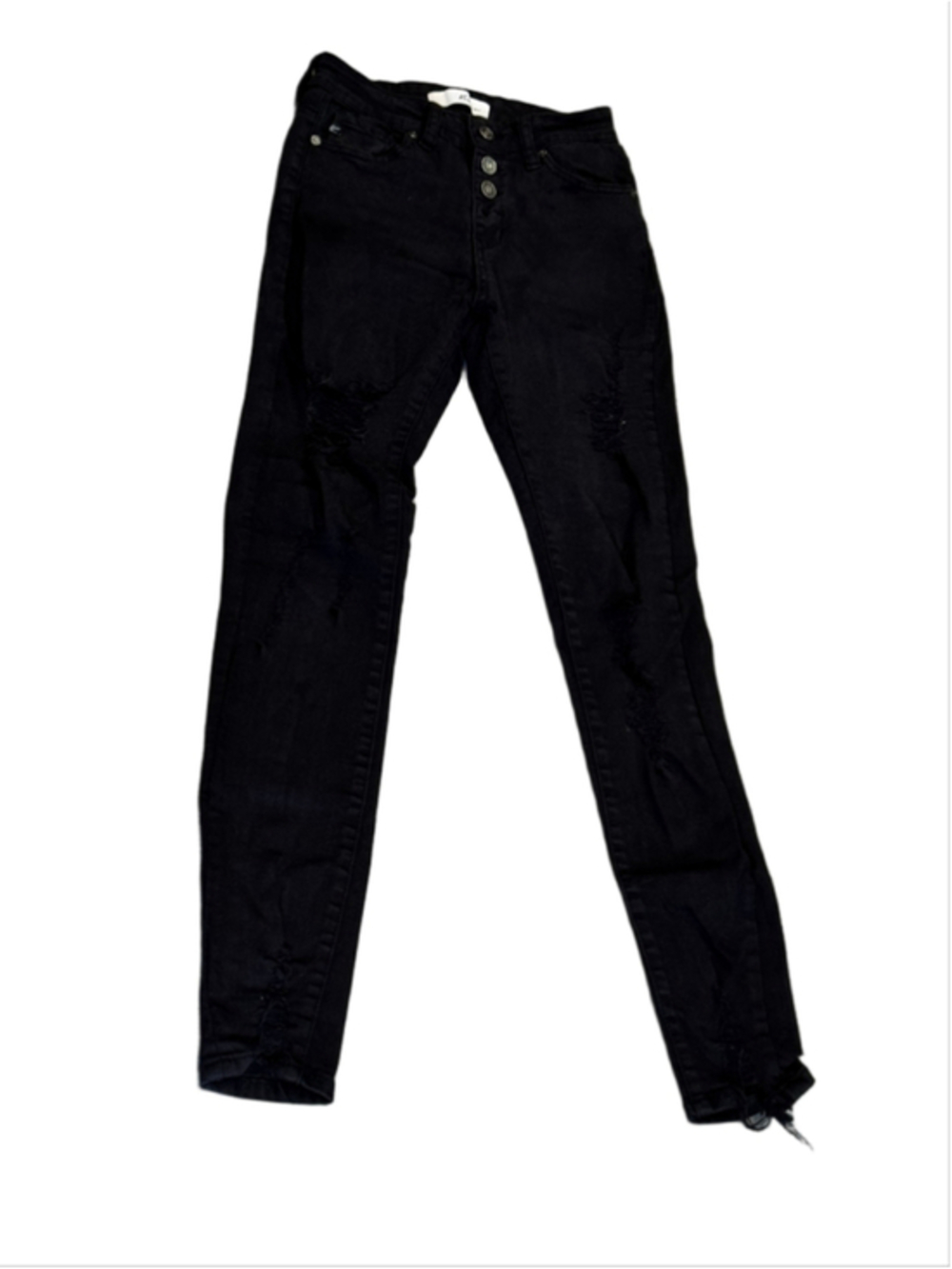 KanCan Black Distressed Button Fly Skinny Ankle Jeans Estilo #KC6192BK Cut 34
